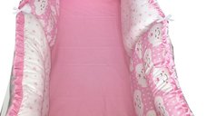 Set 6 aparatori protectii laterale patut 140x70 cm Roz-norisori-stelute