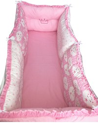 Set 6 aparatori protectii laterale patut 140x70 cm Roz-norisori-stelute - 1