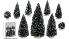 Set 9 brazi decorativi cu zapada 6-20 cm