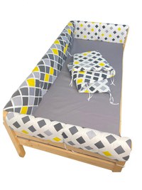 Set aparatori laterale Maxi pentru pat Montessori 140x200 cm Romburi galben negru - 1
