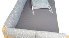 Set aparatori laterale Maxi pentru pat Montessori 160x200 cm Stelute pe gri