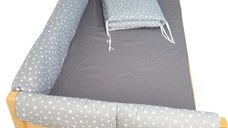 Set aparatori laterale Maxi pentru pat Montessori 160x200 cm Stelute pe gri