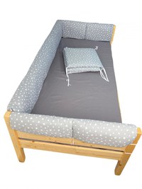 Set aparatori laterale Maxi pentru pat Montessori 160x200 cm Stelute pe gri - 1