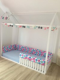 Set aparatori laterale Maxi pentru pat Montessori 160x80 cm Floricele - 1