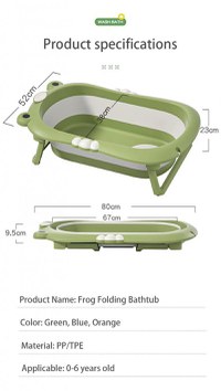 Set Cadita pliabila pentru bebelusi Little Mom green, cu termometru digital, dop de scurgere, dimensiune 80 x 52 x 23 cm si Suport anatomic inclus - 4