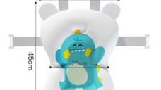 Set cadita pliabila pentru copii Little Mom Dino Pink, cu pernuta bebelusi detasabila, termometru display digital incorporat, dop scurgere, picioruse antiderapante, design ergonomic,80 x 50 x 24 cm