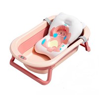 Set cadita pliabila pentru copii Little Mom Dino Pink, cu pernuta bebelusi detasabila, termometru display digital incorporat, dop scurgere, picioruse antiderapante, design ergonomic,80 x 50 x 24 cm - 6