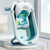 Set cadita pliabila pentru copii Little Mom Dino Pink, cu pernuta bebelusi detasabila, termometru display digital incorporat, dop scurgere, picioruse antiderapante, design ergonomic,80 x 50 x 24 cm - 5