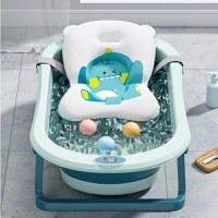 Set cadita pliabila pentru copii Little Mom Dino Pink, cu pernuta bebelusi detasabila, termometru display digital incorporat, dop scurgere, picioruse antiderapante, design ergonomic,80 x 50 x 24 cm - 6