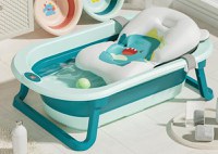Set cadita pliabila pentru copii Little Mom Dino Pink, cu pernuta bebelusi detasabila, termometru display digital incorporat, dop scurgere, picioruse antiderapante, design ergonomic,80 x 50 x 24 cm - 7