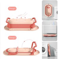 Set cadita pliabila pentru copii Little Mom Dino Pink, cu pernuta bebelusi detasabila, termometru display digital incorporat, dop scurgere, picioruse antiderapante, design ergonomic,80 x 50 x 24 cm - 8