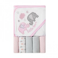 Set cadou bebelusi cu 5 mini prosopele si prosop de baie cu gluga Little Love - 4