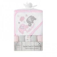 Set cadou bebelusi cu 5 mini prosopele si prosop de baie cu gluga Little Love - 2