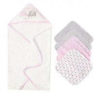 Set cadou bebelusi cu 5 mini prosopele si prosop de baie cu gluga Little Love - 3