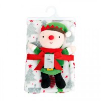 Set cadou Craciun cu paturica din fleece si jucarie de plus Elf - 2