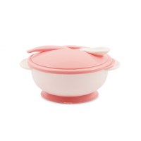 Set castron cu ventuza capac si lingurita Blush Pink - 3