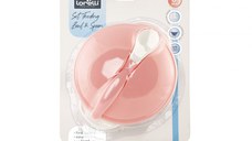 Set castron cu ventuza capac si lingurita Blush Pink