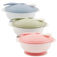 Set castron cu ventuza capac si lingurita Blush Pink - 2