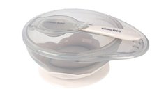 Set castron cu ventuza si lingurita KikkaBoo Beige,capacitate 250ml,fara bpa,compartiment pentru lingurita