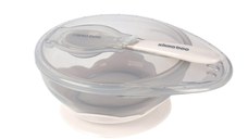Set castron cu ventuza si lingurita KikkaBoo Beige,capacitate 250ml,fara bpa,compartiment pentru lingurita