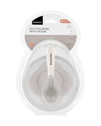 Set castron cu ventuza si lingurita KikkaBoo Beige,capacitate 250ml,fara bpa,compartiment pentru lingurita - 3