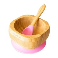 Set castron si lingura din bambus roz eco rascals - 1