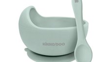 Set castron si lingurita din silicon KikkaBoo Yummy Mint