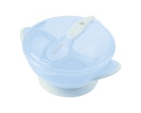 Set castronel cu ventuza capac si lingurita KikkaBoo Feedy Blue - 6