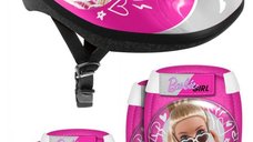 Set Combo Barbie, casca reglabila, genunchiere si cotiere 3-6 ani