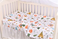 Set complet 7 piese lenjerie si aparatori patut 120x60 cm din bumbac model animalute - 1