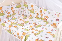 Set complet 7 piese lenjerie si aparatori patut 120x60 cm din bumbac model caprioare - 2