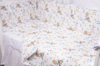 Set complet 7 piese lenjerie si aparatori patut 120x60 cm din bumbac model iepurasi galbeni - 3
