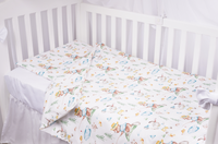 Set complet 7 piese lenjerie si aparatori patut 120x60 cm din bumbac model iepurasi galbeni - 2