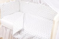 Set complet 7 piese lenjerie si aparatori patut 120x60 cm din bumbac model stelute mici bleu - 2