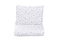 Set complet 7 piese lenjerie si aparatori patut 120x60 cm din bumbac model stelute mici bleu - 1