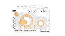 Set complet de masa cu 5 piese Giraffe Party mustard