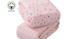 Set de 2 cearceafuri roz cu elastic Clevamama 140 x 70 cm