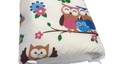 Set de aparatori pufoase h35 pat 120x60 cm DeLuxe Bufnite cu maro