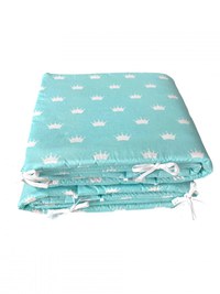 Set de aparatori pufoase h35 pat 140x70 cm DeLuxe Coronite albe pe vernil - 1