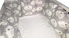 Set de aparatori pufoase h35 pat 140x70 cm DeLuxe Norisori pe gri