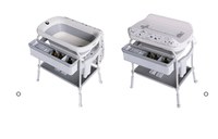 Set de baie 2 in 1 pentru copii, Little Mom, cu masuta de infasat, Salteluta cu masuratoare integrata, cadita cu termometru digital incorporat, dimensiune 54 x 83 x 93 cm, Grey - 2