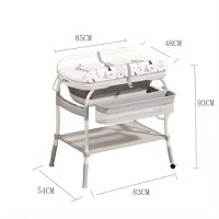 Set de baie 2 in 1 pentru copii, Little Mom, cu masuta de infasat, Salteluta cu masuratoare integrata, cadita cu termometru digital incorporat, dimensiune 54 x 83 x 93 cm, Grey - 8