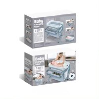 Set de baie 2 in 1 pentru copii, Little Mom, cu masuta de infasat, Salteluta cu masuratoare integrata, cadita cu termometru digital incorporat, dimensiune 54 x 83 x 93 cm, Grey - 10