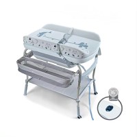 Set de baie 2 in 1 pentru copii, Little Mom, cu masuta de infasat, Salteluta cu masuratoare integrata, cadita cu termometru digital incorporat, dimensiune 54 x 83 x 93 cm, Grey - 11