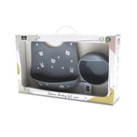 Set de hranire din silicon natural, contine bol cu vacuum si baveta, 6 luni+, Grey - 2