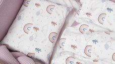 Set de lenjerie din bumbac pentru patut cu 6 piese Twins Waffle rozalb