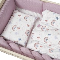 Set de lenjerie din bumbac pentru patut cu 6 piese Twins Waffle rozalb - 1