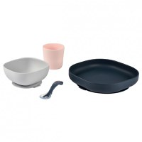 Set de masa silicon Beaba 4 piese Night Blue - 1