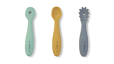 Set de pre-lingurite din silicon pentru diversificarea bebelusilor, Blue Mist
