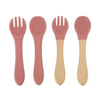 Set diversificare hrana bebelusi Ikonka pink Crab, realizate din silicon, cu 19 elemente - 3